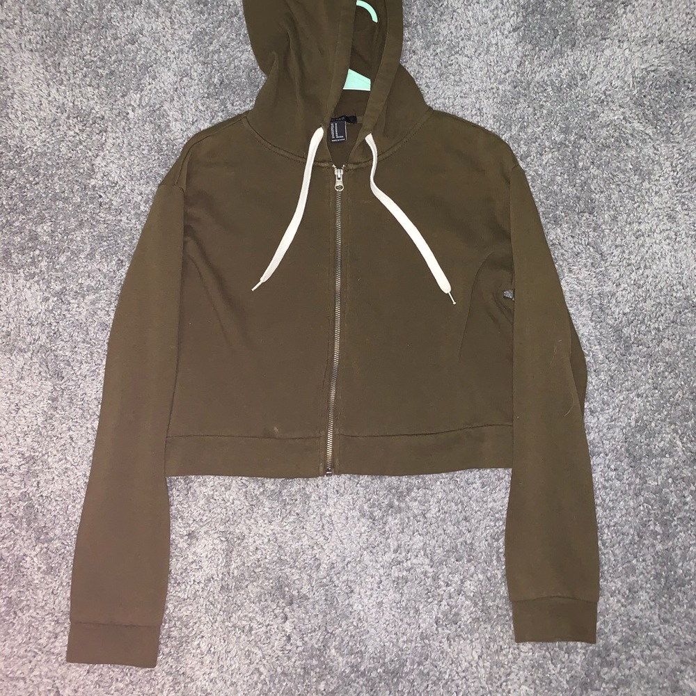 Dark olive green zip up hoodie